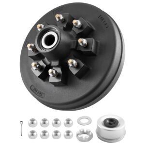 Electric Trailer Brake Drum, 1 Pack, 8-Hole on 4-Inch Bolt Circle Brake Drum for 7000 lbs Trailer Axles, Long Service Life, Replacement of 12 Inch Brake Hub Drums Assembly for Trailers, RVs