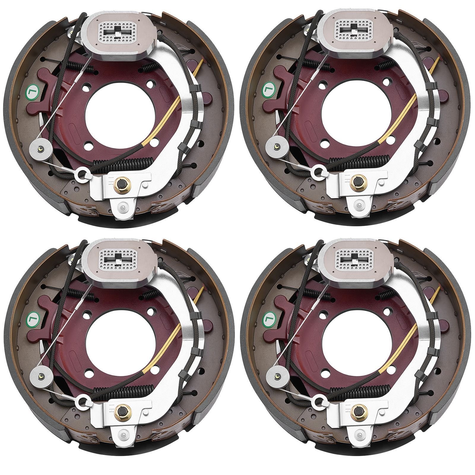 electric trailer brake kit, 12.25 x 3.375 inch, 2 pairs self adjusting electric brakes kit for 10000 lbs trailer axle, backing plates for braking system part replacement, fit for trailers, rvs