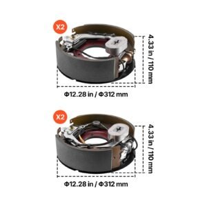 electric trailer brake kit, 12.25 x 3.375 inch, 2 pairs self adjusting electric brakes kit for 10000 lbs trailer axle, backing plates for braking system part replacement, fit for trailers, rvs