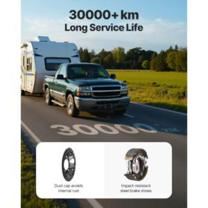electric trailer brake kit, 12.25 x 3.375 inch, 2 pairs self adjusting electric brakes kit for 10000 lbs trailer axle, backing plates for braking system part replacement, fit for trailers, rvs