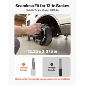 electric trailer brake kit, 12.25 x 3.375 inch, 2 pairs self adjusting electric brakes kit for 10000 lbs trailer axle, backing plates for braking system part replacement, fit for trailers, rvs