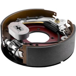 electric trailer brake kit, 12.25 x 3.375 inch, 2 pairs self adjusting electric brakes kit for 10000 lbs trailer axle, backing plates for braking system part replacement, fit for trailers, rvs