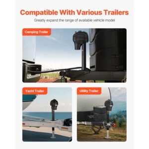 electric trailer jack, 3500 lbs, heavy duty rv electric power tongue jack with 7 pin connector, manual crank handle & weatherproof jack cover, 9.5" 27.5" lift, for trailers, campers & rvs, black