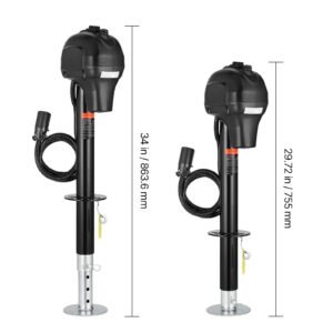 electric trailer jack, 3500 lbs, heavy duty rv electric power tongue jack with 7 pin connector, manual crank handle & weatherproof jack cover, 9.5" 27.5" lift, for trailers, campers & rvs, black