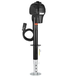 electric trailer jack, 3500 lbs, heavy duty rv electric power tongue jack with 7 pin connector, manual crank handle & weatherproof jack cover, 9.5" 27.5" lift, for trailers, campers & rvs, black