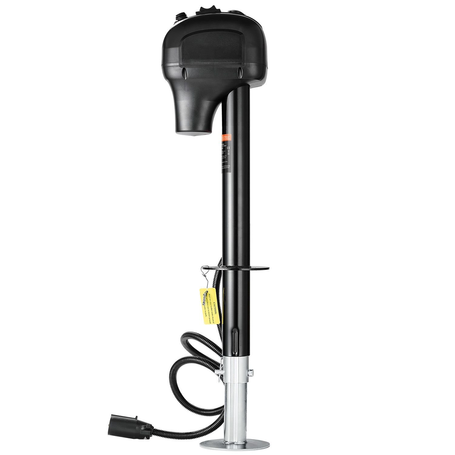 electric trailer jack, 3500 lbs, heavy duty rv electric power tongue jack with 7 pin connector, manual crank handle & weatherproof jack cover, 9.5" 27.5" lift, for trailers, campers & rvs, black