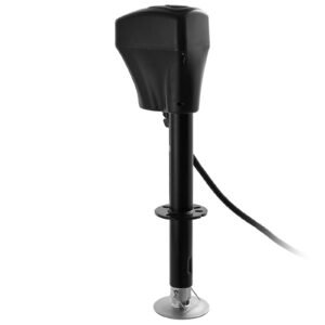 electric trailer jack, 5000 lbs, heavy duty rv electric power tongue jack with 7 pin connector, manual crank handle & weatherproof jack cover, 10" 28.3" lift, for trailers, campers & rvs, black