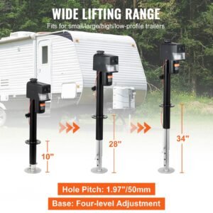 electric trailer jack, power tongue jack weight capacity 3500 lbs, 9.84" 33.85" electric tongue jack with waterproof cover for lifting rv trailer, horse trailer, utility trailer, yacht trailer