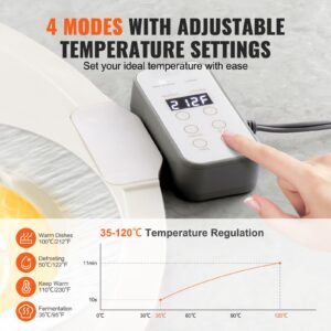 electric warming tray, food warming mat for buffet, rollable & portable silicone food warmer with 4 adjustable temperature settings, auto shut off & child lock, perfect for parties, catering
