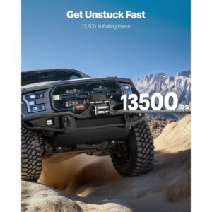electric winch, 13500 lbs load capacity, 12v dc truck winch with Φ3/8 in x 80 ft steel rope, wireless & wired remote control, ip55 waterproof for towing suv jeep trailer boat off road vehicle
