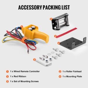 electric winch, 2000 lb line pull capacity, 12v dc atv/utv winch with Φ5/32 in x 39 ft 7 strands steel cable roller fairlead wired remote control, ip55 waterproof for towing utv atv off road