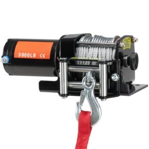 electric winch, 3000 lb line pull capacity, 12v dc atv/utv winch with Φ3/16 in x 39 ft 7 strands steel cable roller fairlead wired remote control, ip55 waterproof for towing utv atv off road
