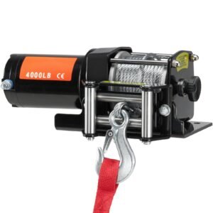 Electric Winch, 4000 lb Line Pull Capacity, 12V DC ATV/UTV Winch with Φ3/16 in x 39 ft 7 Strands Steel Cable Roller Fairlead Wireless & Wired Remote Control, IP55 Waterproof for Towing UTV ATV