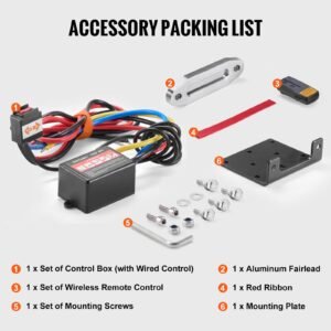 electric winch, 4500 lb line pull capacity, 12v dc atv/utv winch with Φ1/4 in x 39 ft 12 strands synthetic rope aluminum fairlead wireless & wired remote control, ip55 waterproof for utv atv