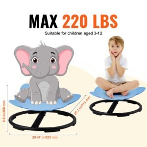 elephant kids swivel chair, 220 lbs capacity, 360° spinning chair, autistic kids sensory toy chair with non slip metal base, toddler sit and spin chair for coordination balance focus blue