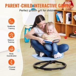 elephant kids swivel chair, 220 lbs capacity, 360° spinning chair, autistic kids sensory toy chair with non slip metal base, toddler sit and spin chair for coordination balance focus blue