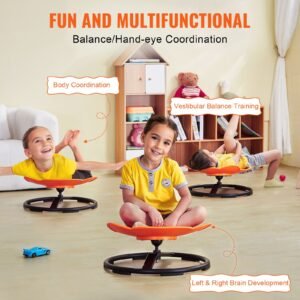 elephant kids swivel chair, 220 lbs capacity, 360° spinning chair, autistic kids sensory toy chair with non slip metal base, toddler sit and spin chair for coordination balance focus orange