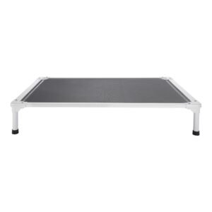 elevated dog bed for large dogs, portable raised dog cot with aluminum tube metal frame and breathable textilene mesh, indoor & outdoor pet cooling raised hammock bed, l, gray