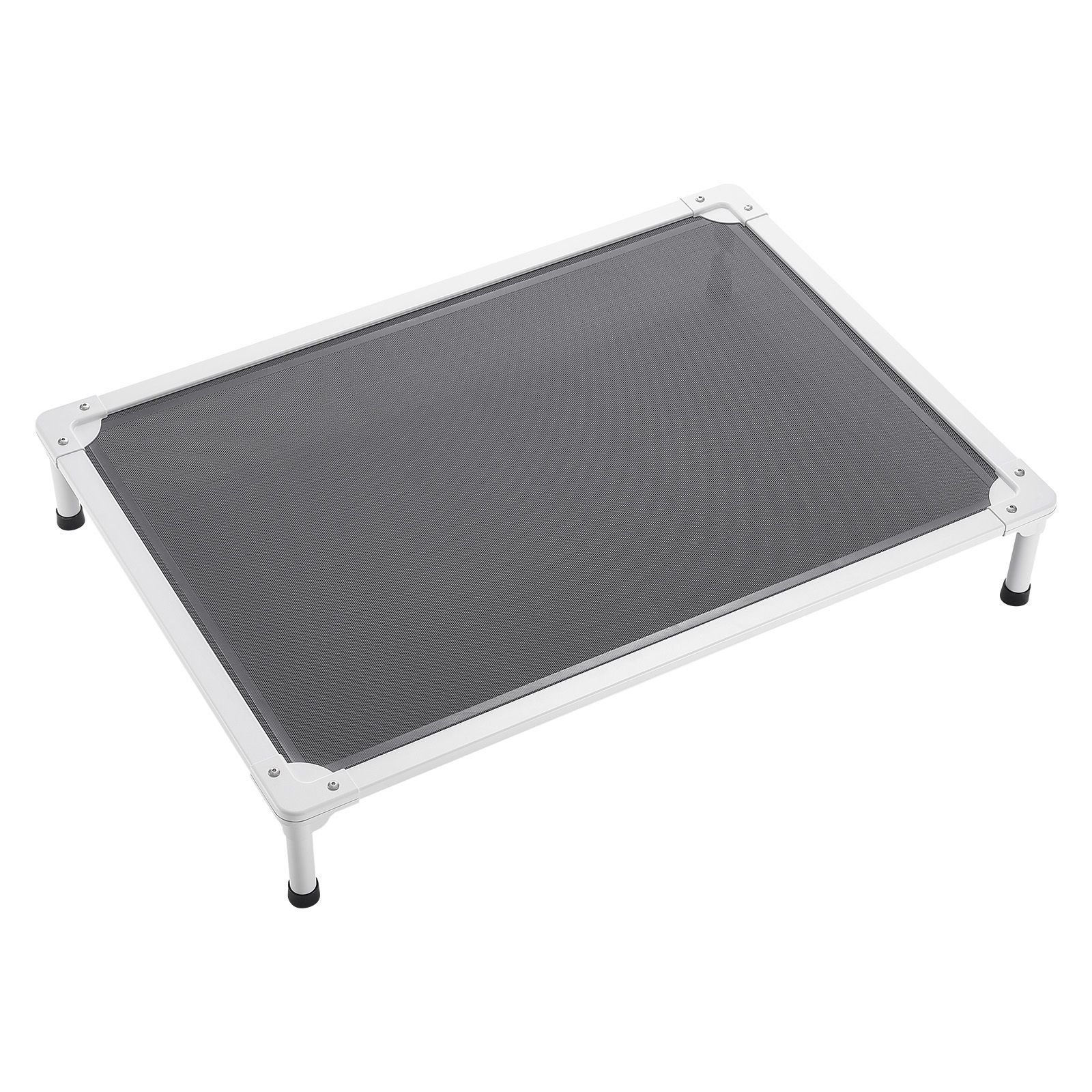 elevated dog bed for large dogs, portable raised dog cot with aluminum tube metal frame and breathable textilene mesh, indoor & outdoor pet cooling raised hammock bed, l, gray