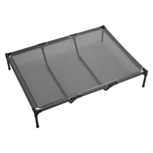 elevated dog bed for large dogs, portable raised dog cot with steel metal frame and breathable teslin mesh, indoor & outdoor pet cooling raised hammock bed, xl, gray
