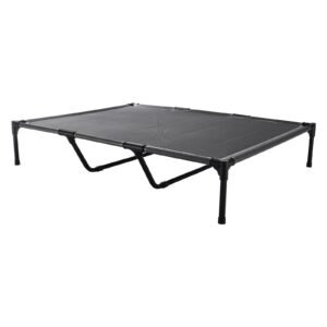 elevated dog bed for large dogs, portable raised dog cot with steel metal frame and breathable teslin mesh, indoor & outdoor pet cooling raised hammock bed, xl, gray