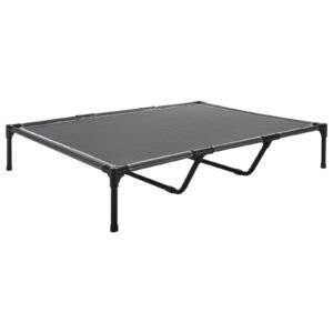 Elevated Dog Bed for Large Dogs, Portable Raised Dog Cot with Steel Metal Frame and Breathable Teslin Mesh, Indoor & Outdoor Pet Cooling Raised Hammock Bed, XL, Gray