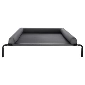Elevated Dog Bed for Large Dogs, Portable Raised Dog Cot with Washable Pillow, Indoor & Outdoor Pet Cooling Raised Hammock Bed with Steel Metal Frame and Breathable Teslin Mesh, XL, Gray