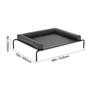 elevated dog bed for large dogs, portable raised dog cot with washable pillow, indoor & outdoor pet cooling raised hammock bed with steel metal frame and breathable teslin mesh, xl, gray