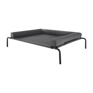 elevated dog bed for large dogs, portable raised dog cot with washable pillow, indoor & outdoor pet cooling raised hammock bed with steel metal frame and breathable teslin mesh, xl, gray