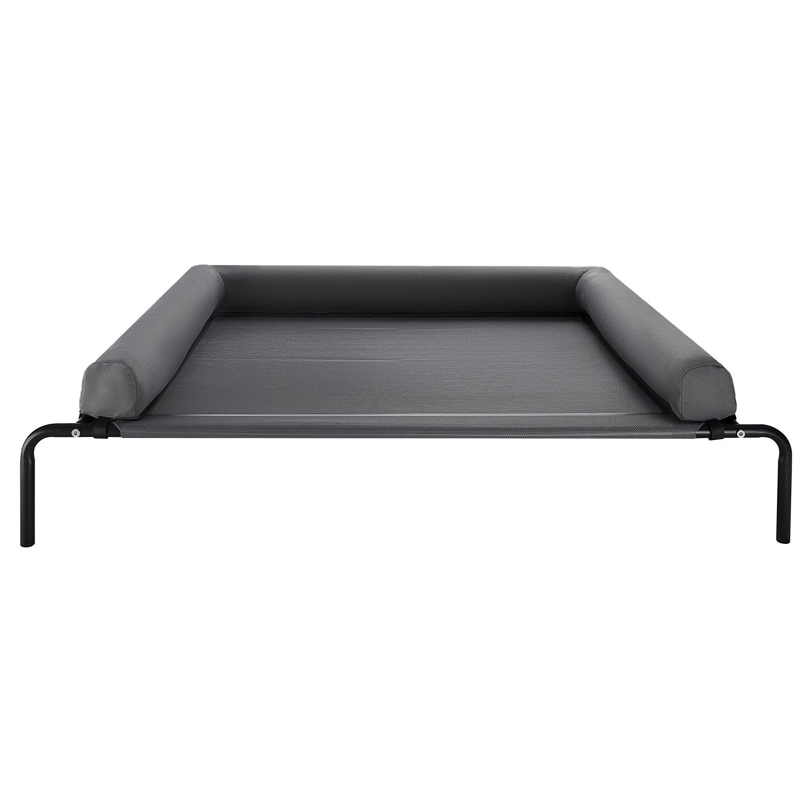 elevated dog bed for large dogs, portable raised dog cot with washable pillow, indoor & outdoor pet cooling raised hammock bed with steel metal frame and breathable teslin mesh, xl, gray