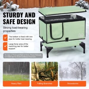elevated heated cat house, cuboid kitty shelter with adjustable temperature and timer, 900d oxford cloth foldable cat shelter with heated pad for winter to stay warm and cozy, green (large)
