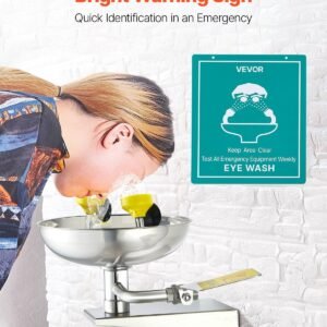 emergency eye wash station, stainless steel wall mounted eyewash unit, first aid eye wash sink 16.14 x 12.99 x 9.45 inches, ideal for laboratories, factories, schools, construction sites