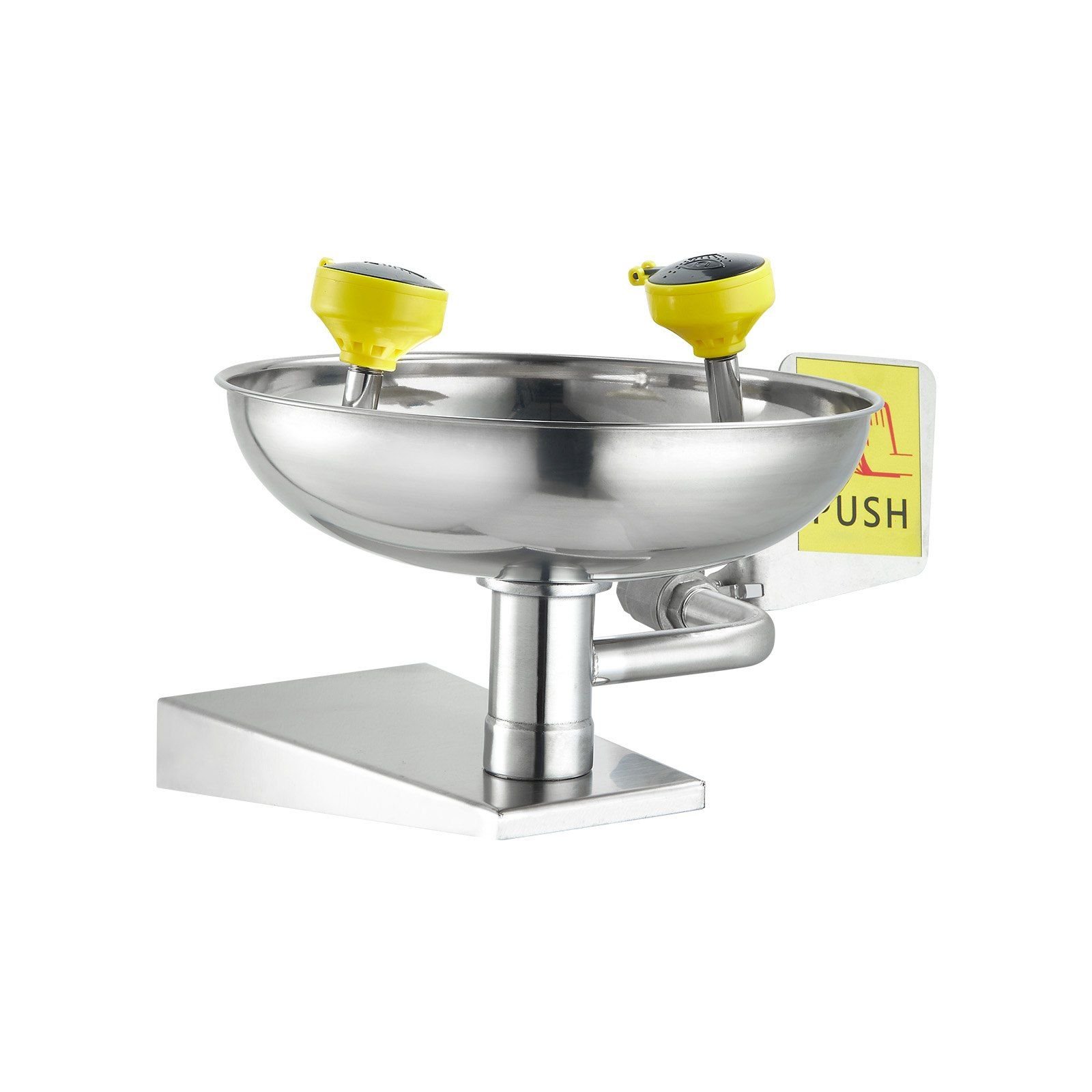 emergency eye wash station, stainless steel wall mounted eyewash unit, first aid eye wash sink 16.14 x 12.99 x 9.45 inches, ideal for laboratories, factories, schools, construction sites
