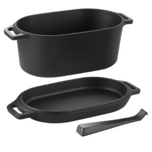 Enameled Cast Iron Dutch Oven, 3.5 Quart Pot with Lid and Dual Handles, Heavy-Duty Durable Cookware Pan, Oven Induction Compatible up to 500Fahrenheit, for Stews, Roasting, Bread Baking, Black