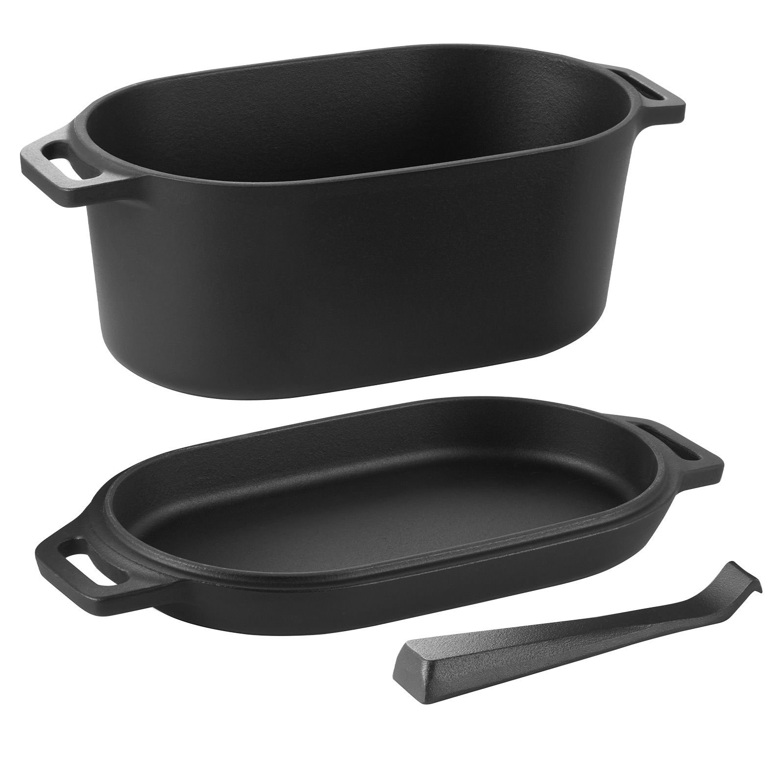 enameled cast iron dutch oven, 3.5 quart pot with lid and dual handles, heavy duty durable cookware pan, oven induction compatible up to 500fahrenheit, for stews, roasting, bread baking, black
