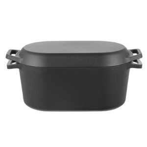 enameled cast iron dutch oven, 3.5 quart pot with lid and dual handles, heavy duty durable cookware pan, oven induction compatible up to 500fahrenheit, for stews, roasting, bread baking, black