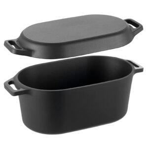 enameled cast iron dutch oven, 3.5 quart pot with lid and dual handles, heavy duty durable cookware pan, oven induction compatible up to 500fahrenheit, for stews, roasting, bread baking, black