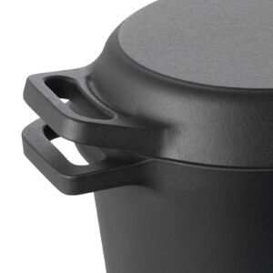 enameled cast iron dutch oven, 3.5 quart pot with lid and dual handles, heavy duty durable cookware pan, oven induction compatible up to 500fahrenheit, for stews, roasting, bread baking, black