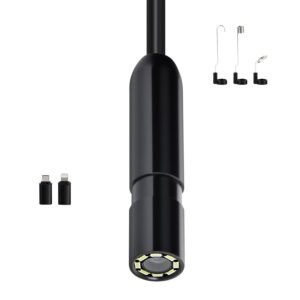 Endoscope Camera with 49.2FT Semi-Rigid Cable, 1920P HD Borescope for Android & IOS, Industrial Inspection Camera with Light - 8 LED, 2X Zoom, IP67 Waterproof Snake Camera for Auto, Plumbing
