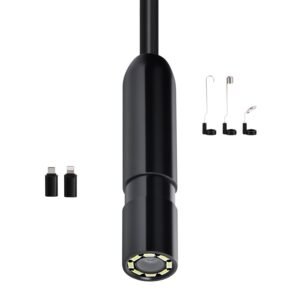 Endoscope Camera with Light, 1920P HD Borescope for Android & IOS, 8 LED Lights Inspection Camera with 16.4FT Semi-Rigid Cable, 2X Zoom, IP67 Waterproof Snake Scope Camera for Auto, Plumbing