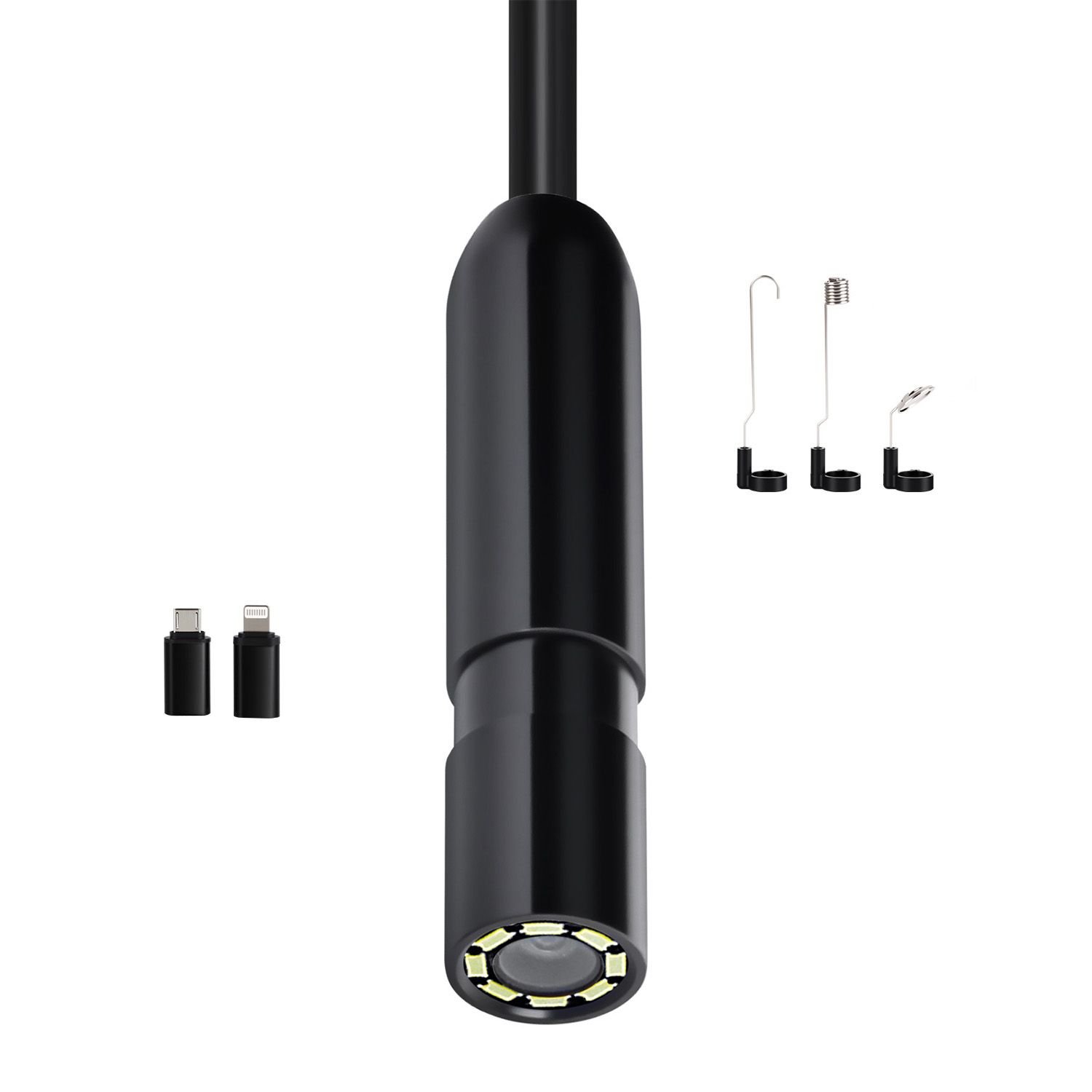 endoscope camera with light, 1920p hd borescope for android & ios, 8 led lights inspection camera with 16.4ft semi rigid cable, 2x zoom, ip67 waterproof snake scope camera for auto, plumbing