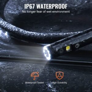 endoscope camera with light, dual lens industrial borescope, 4.3" screen 1080p inspection camera, 8 + 1 lights, 4x zoom, ip67 waterproof snake camera for auto, plumbing (16.4ft cable, 32gb card)