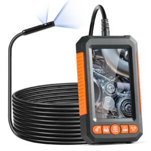 Endoscope Camera with Light, Dual Lens Industrial Borescope, 4.3" Screen 1080P Inspection Camera, 8 + 1 Lights, 4X Zoom, IP67 Waterproof Snake Camera for Auto, Plumbing (16.4FT Cable, 32GB Card)