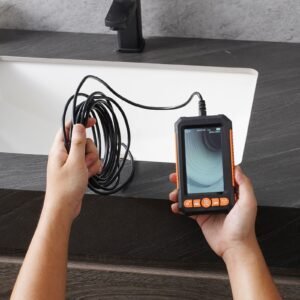 endoscope camera with light, dual lens industrial borescope, 4.3" screen 1080p inspection camera, 8 + 1 lights, 4x zoom, ip67 waterproof snake camera for auto, plumbing (16.4ft cable, 32gb card)