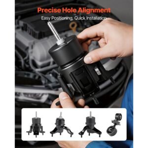 engine and transmission motor mount kit replacement, set of 4, compatible with 2007–2011 toyota camry 2.4l l4, replace oe# a62009, a4207, a4211, a4274, secure support