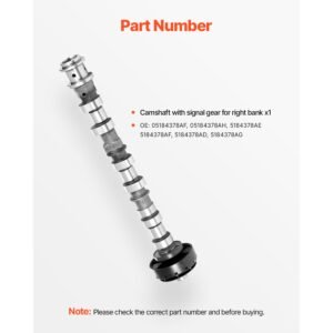 engine camshaft, 05184378af 05184378ah 5184378ae 5184378af 5184378ad 5184378ag cam replacement, fit 2018 jeep wrangler jk, 2011 2019 dodge journey, 2013 2018 ram 1500, 2012 ram c/v base, 3.6l v6