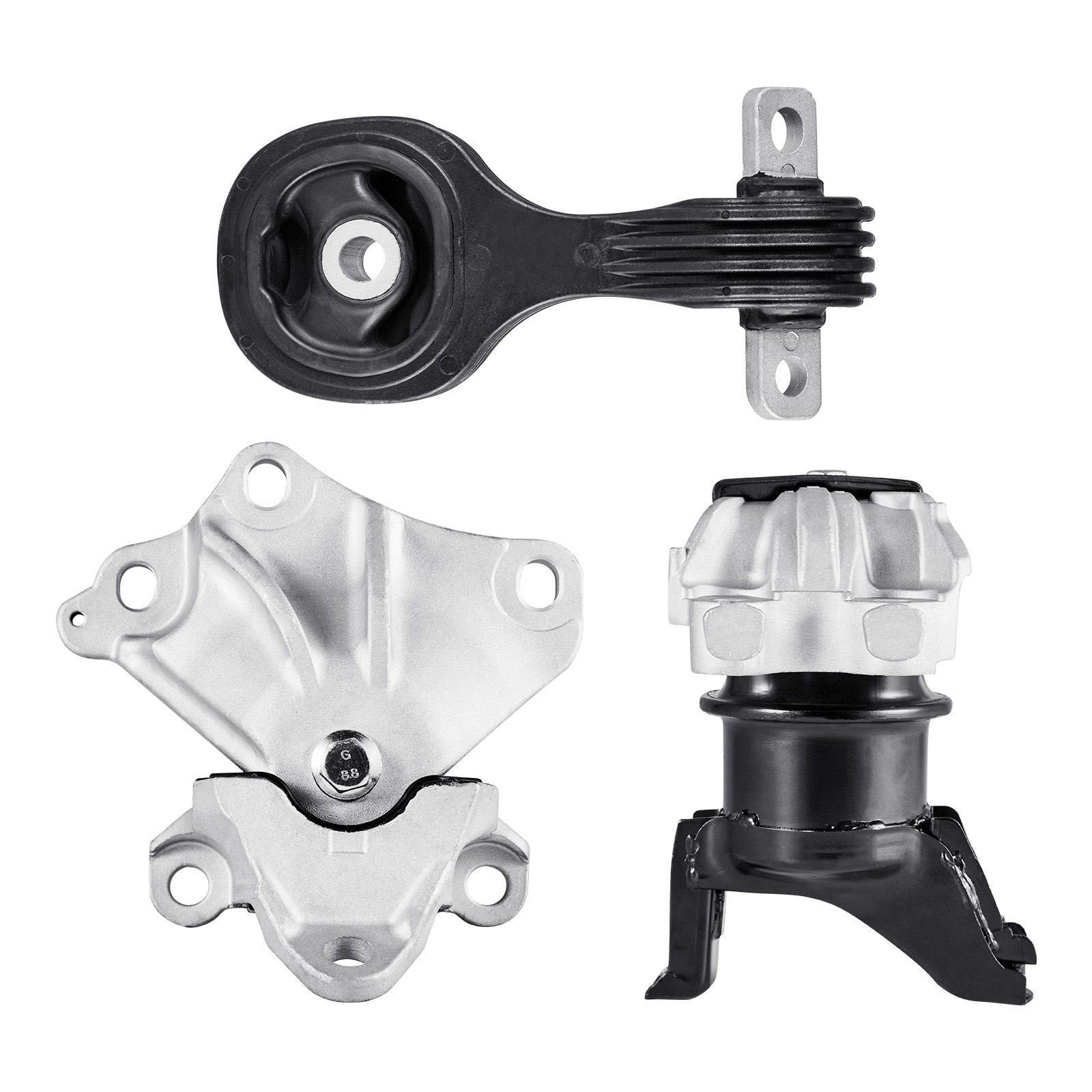 engine motor mount and transmission mount kit replacement, set of 3, compatible with 2012–2013 honda civic 1.8l coupe, replace oe# a65048, a65021, a65087, secure support