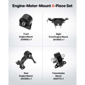 engine motor mount and transmission mount kit replacement, set of 4, compatible with 2011–2016 chrysler town & country 3.6l v6, replace oe# a5665, a5480, a5589, a5577, secure support