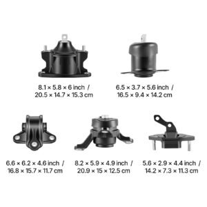 engine motor mount and transmission mount kit replacement, set of 5, compatible with 2008 2012 honda accord 2.4l l4 and 2009 2013 acura tsx 2.4l, replace oe# a4565 a4572 a4570 a4584 a4561
