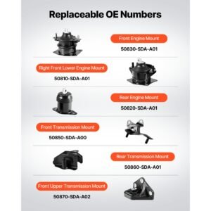 engine motor mount and transmission mount kit replacement, set of 6, compatible with 2003–2007 honda accord 2.4l l4, replace oe# a4526hy, a4517, a4516, a4510, a4509, a4542, secure support